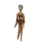 Impossibly Delicate, Beautifully Crusty Early Miniature Grodnertal Peg Doll