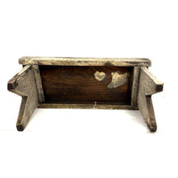Long, Perfectly Weathered Antique Primitive Stool in Excellent Old White Paint