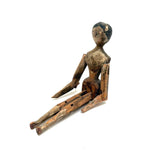 Impossibly Delicate, Beautifully Crusty Early Miniature Grodnertal Peg Doll