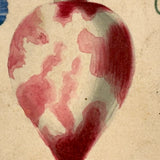 Mottled Urn on Marble Base with Morning Glories, Lovely c. Mid 19th Century Theorem Style Watercolor