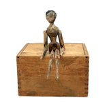 Impossibly Delicate, Beautifully Crusty Early Miniature Grodnertal Peg Doll