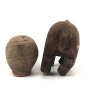 Homely Sweet Pair of Worn Wooden Animals