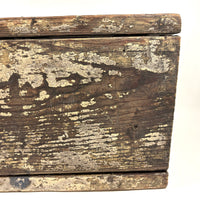 Long, Perfectly Weathered Antique Primitive Stool in Excellent Old White Paint