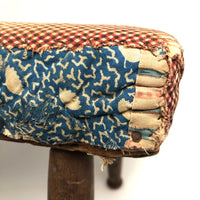 Much Loved 19th Century Cricket Stool in Early Calicos