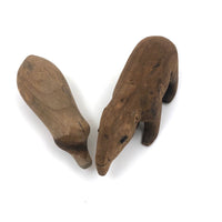 Homely Sweet Pair of Worn Wooden Animals