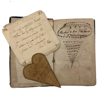Rachel B. Walton's 1826 Grammar Book with Inscribed Plate and Two Handmade Rewards of Merit