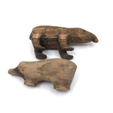 Homely Sweet Pair of Worn Wooden Animals
