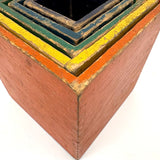 Excellent Old Painted Wood Nesting / Stacking Box Set with Jointed Corners, Beautifully Aged