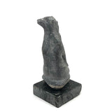 Mother Bear and Climbing Cub, Signed Inuit Stone Carving, 1969 (with Marble Base)