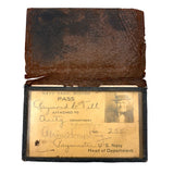 Raymond Till, Accounting Dept, Boston Navy Yard Early Photo ID Pass in Leather Sleeve