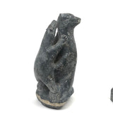 Mother Bear and Climbing Cub, Signed Inuit Stone Carving, 1969 (with Marble Base)