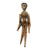 Impossibly Delicate, Beautifully Crusty Early Miniature Grodnertal Peg Doll
