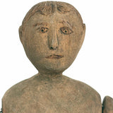 Sweet Old Carved Dancing Boy with Very Ernest Pyrographed Face, Dated 1912