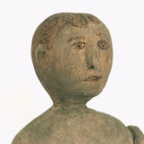 Sweet Old Carved Dancing Boy with Very Ernest Pyrographed Face, Dated 1912