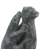 Mother Bear and Climbing Cub, Signed Inuit Stone Carving, 1969 (with Marble Base)