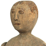 Sweet Old Carved Dancing Boy with Very Ernest Pyrographed Face, Dated 1912