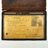 Raymond Till, Accounting Dept, Boston Navy Yard Early Photo ID Pass in Leather Sleeve