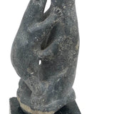 Mother Bear and Climbing Cub, Signed Inuit Stone Carving, 1969 (with Marble Base)