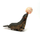 Completely Charming Old Wind Up Tin Toy Seal /Seal Lion with Make Do Spinning Ball