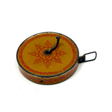 Antique Cloth Measuring Tape in Lovely Tin Litho Case with Winder