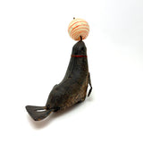 Completely Charming Old Wind Up Tin Toy Seal /Seal Lion with Make Do Spinning Ball