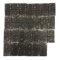 Very Unusual and Very Excellent 19th Century Folk Art Steel Dominoes in Original Custom Carved Box