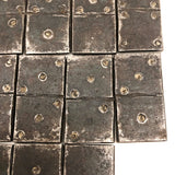 Very Unusual and Very Excellent 19th Century Folk Art Steel Dominoes in Original Custom Carved Box