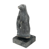 Mother Bear and Climbing Cub, Signed Inuit Stone Carving, 1969 (with Marble Base)
