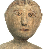 Sweet Old Carved Dancing Boy with Very Ernest Pyrographed Face, Dated 1912