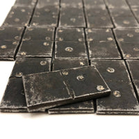 Very Unusual and Very Excellent 19th Century Folk Art Steel Dominoes in Original Custom Carved Box