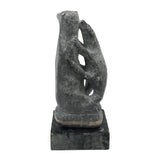 Mother Bear and Climbing Cub, Signed Inuit Stone Carving, 1969 (with Marble Base)