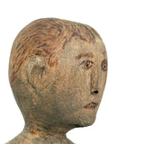 Sweet Old Carved Dancing Boy with Very Ernest Pyrographed Face, Dated 1912