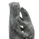 Mother Bear and Climbing Cub, Signed Inuit Stone Carving, 1969 (with Marble Base)