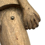 Sweet Old Carved Dancing Boy with Very Ernest Pyrographed Face, Dated 1912