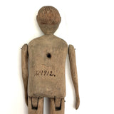 Sweet Old Carved Dancing Boy with Very Ernest Pyrographed Face, Dated 1912