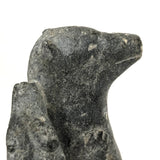 Mother Bear and Climbing Cub, Signed Inuit Stone Carving, 1969 (with Marble Base)