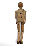 Sweet Old Carved Dancing Boy with Very Ernest Pyrographed Face, Dated 1912