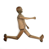 Sweet Old Carved Dancing Boy with Very Ernest Pyrographed Face, Dated 1912