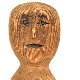 Iron Bead Eyes, Open Mouth, Wonderfully Expressive c. Late 1800s Carved Wooden Doll