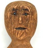 Iron Bead Eyes, Open Mouth, Wonderfully Expressive c. Late 1800s Carved Wooden Doll
