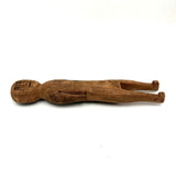 Iron Bead Eyes, Open Mouth, Wonderfully Expressive c. Late 1800s Carved Wooden Doll