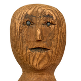 Iron Bead Eyes, Open Mouth, Wonderfully Expressive c. Late 1800s Carved Wooden Doll