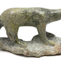 Finely Carved Inuit Green Serpentine Stone Polar Bear (Henry Evaluardjuk?)