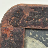 Green House in Snow, Favorite Ever Antique Folk Art Slate Painting with Wonderful Crusty Frame