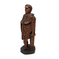 Dickensian Mid 19th C. Folk Art Wood Carved Figure in Cloak