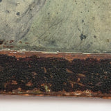 Green House in Snow, Favorite Ever Antique Folk Art Slate Painting with Wonderful Crusty Frame