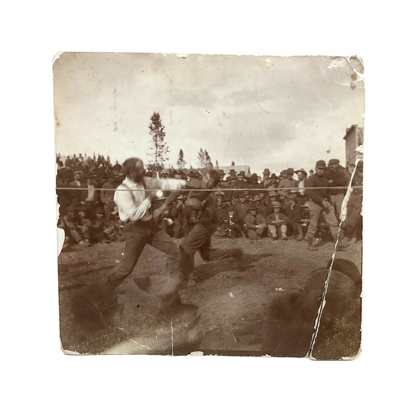 MacLean vs. Kelly, Beaten Up 1899 Boxing Match Snapshot with Ring Rope Horizontal