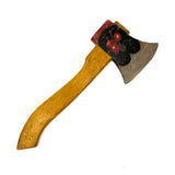 Sweet Old Carved Toy Axe in Polychrome with Branch of Red Apples