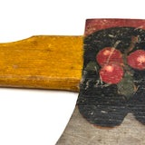 Sweet Old Carved Toy Axe in Polychrome with Branch of Red Apples