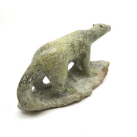 Finely Carved Inuit Green Serpentine Stone Polar Bear (Henry Evaluardjuk?)